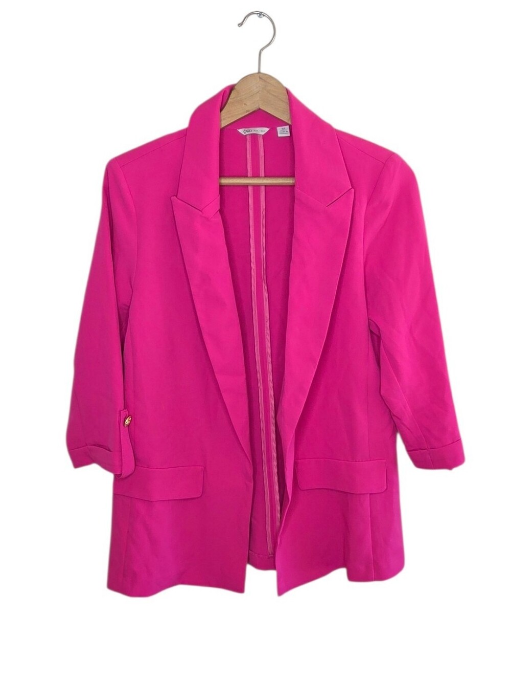 Cato Bright Pink 3/4 Sleeve Blazer Size Medium Business Casual Office